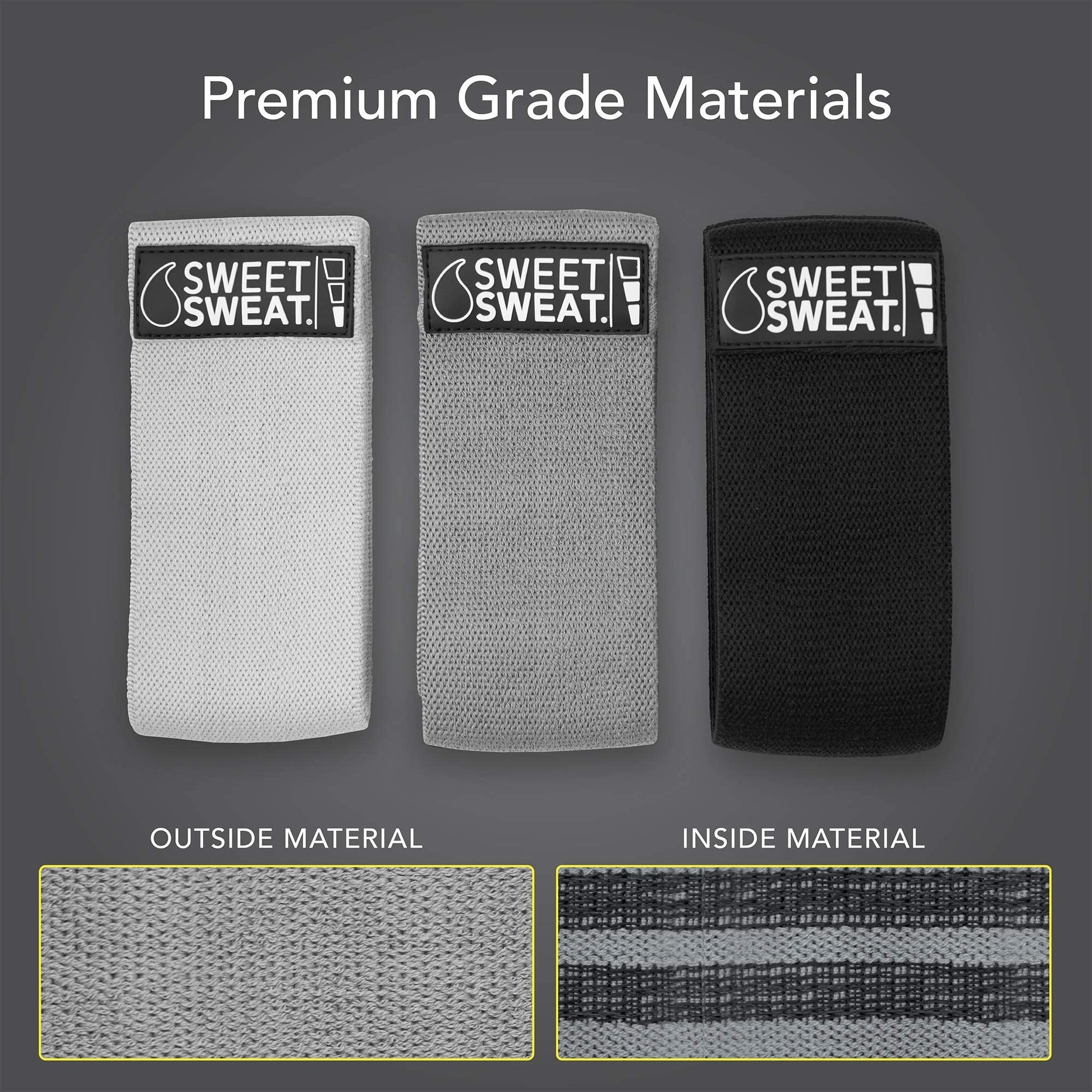 Sweet Sweat Hip Bands with 3 Levels of Resistance | Non-Slip Fabric Booty Bands for Squats & Lunges | Includes Free Mesh Carrying Bag Sports Research buy supplements Au