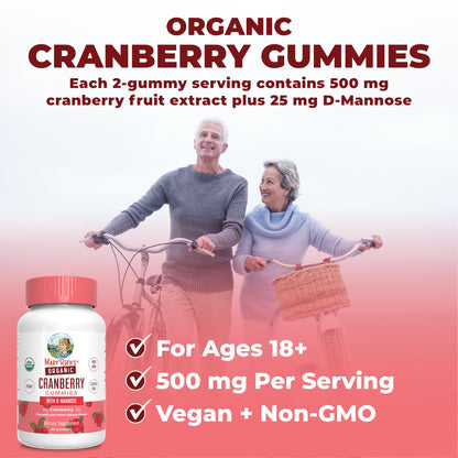 MaryRuth Organics Organic Cranberry Gummies - 500mg Supplement | Urinary Tract Health for Women | with D Mannose | Traditional Use