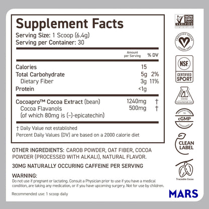 CocoaVia Cocoa Flavanols 500mg – Heart and Brain Support, High Flavanol Cocoa Powder