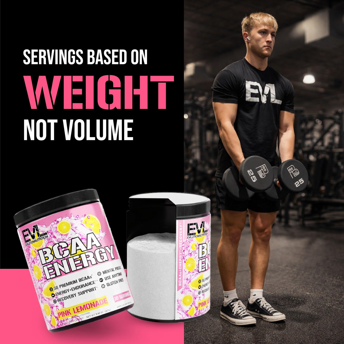 Evlution EVL BCAAs Amino Acids Powder - BCAA Energy Pre Workout Powder for Muscle Recovery Lean Growth and Endurance - Rehydrating Post Workout Recovery