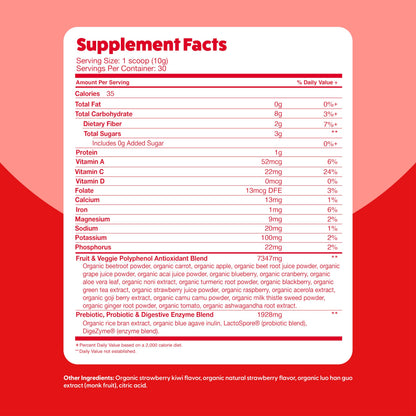 Feel Great Organic Superfood Reds Powder Packed with Beet Root Powder | Digestive Support Including Bloating Relief | Fruit and Veggie Polyphenols Supplement. The Feel Great Vitamin CompanyBuy Supplements Australia