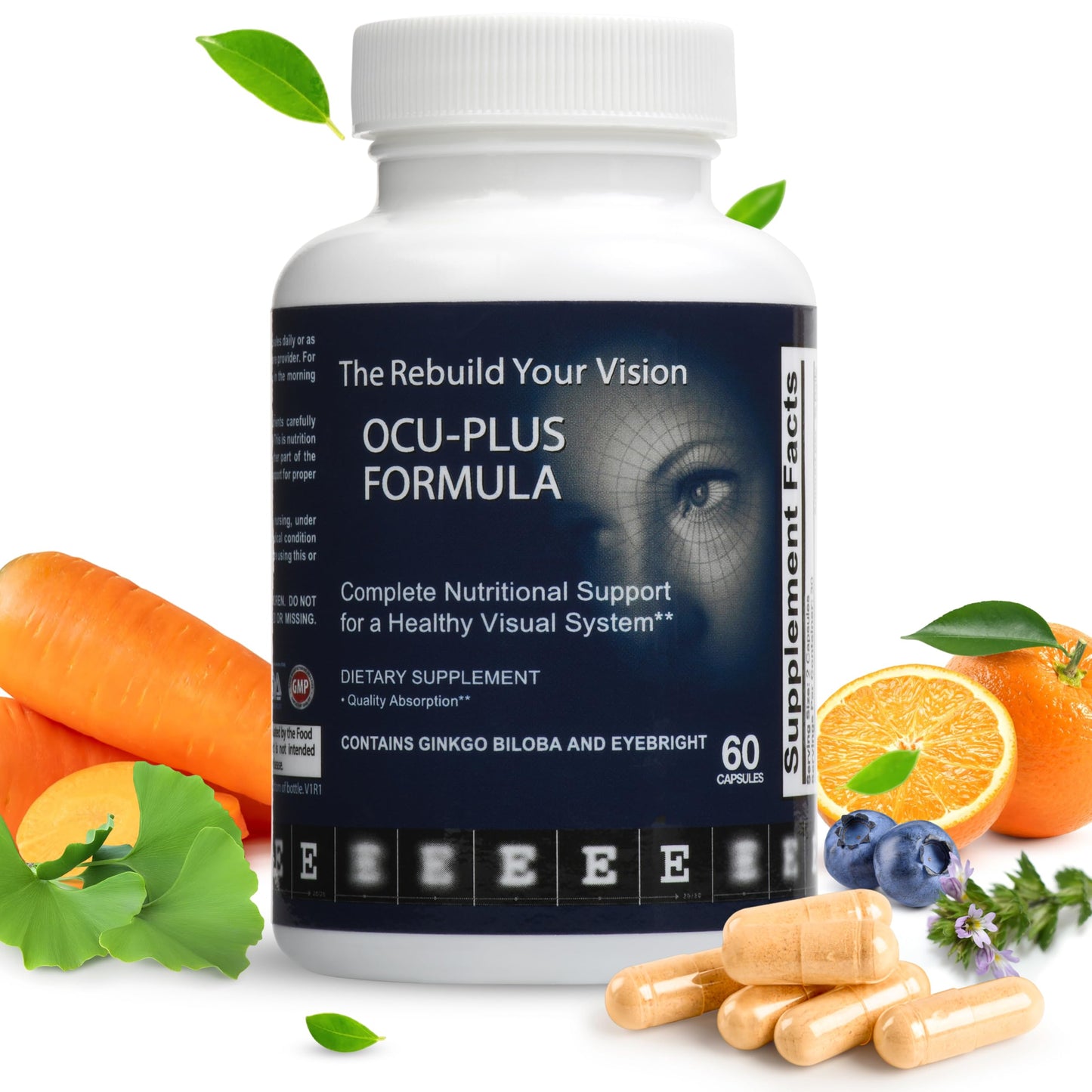 Rebuild Your Vision Ocu-Plus Formula – Eye Health Supplement with Lutein & Zeaxanthin – Supports Visual Clarity, Night Vision & Macular Health – with Bilberry, Ginkgo Biloba & NAC – 60 Capsules Rebuild Your VisionBuy Supplements Australia