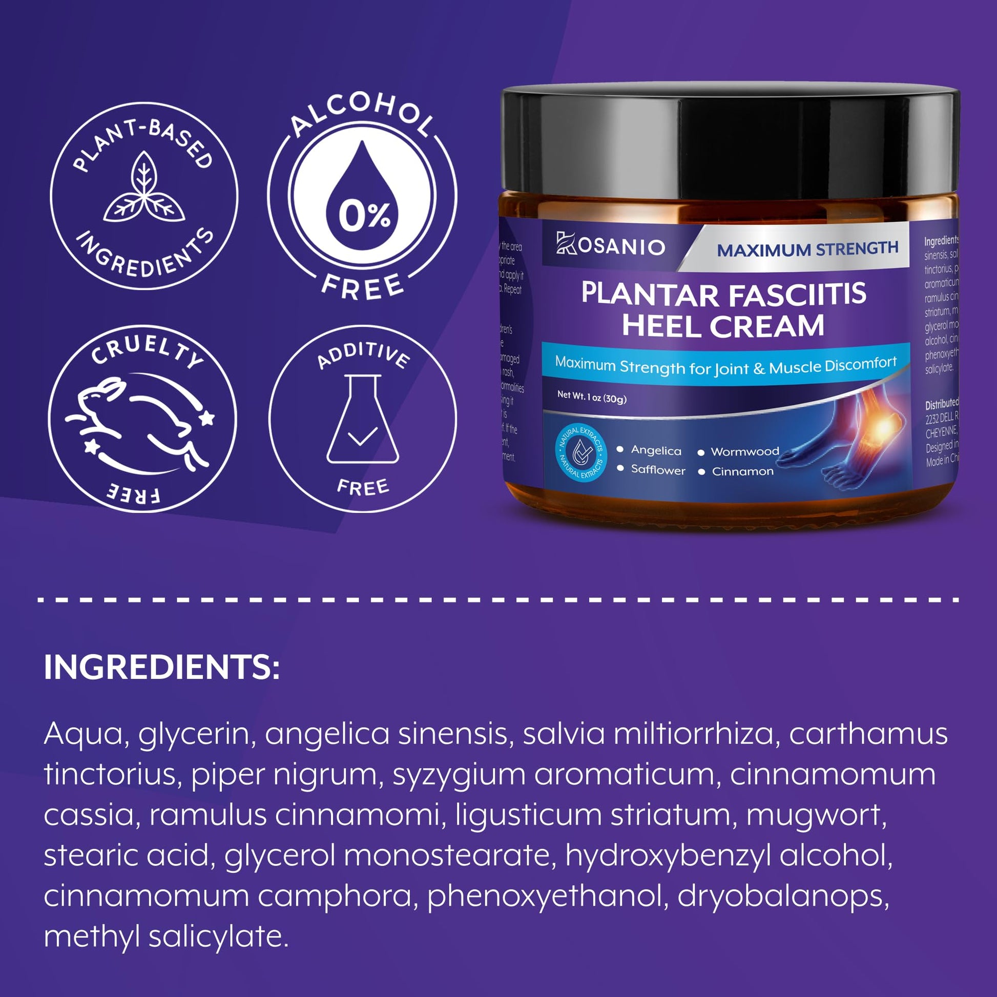 KOSANIO Plantar Fasciitis Relief Cream - Heel Discomfort Relief for Plantar Fasciitis, Foot, Knee, Hands, Legs - Natural Herbal Concentrate Formula - (30g / 1 oz (Pack of 1)) KOSANIOBuy Supplements Australia