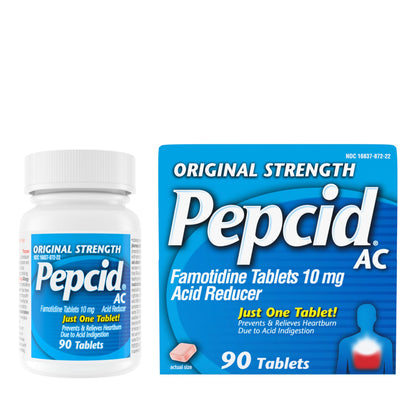 Pepcid AC Original Strength Heartburn Relief Tablets, OTC Medicine Prevents & Relieves Heartburn & Acid Reflux Due to Acid Indigestion, 10mg Famotidine Acid Reducer, Fast-Acting, 90 ct Pepcid buy supplements Au