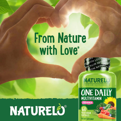 NATURELO One Daily Multivitamin for Women w/Vitamin B12, 60 Ct, Energy Support, Whole Food Daily Women Multivitamin Supplement, Nourish Hair/Skin/Nail, Non-GMO, No Soy, Gluten Free, 2 Month Supply NATURELO buy supplements Au