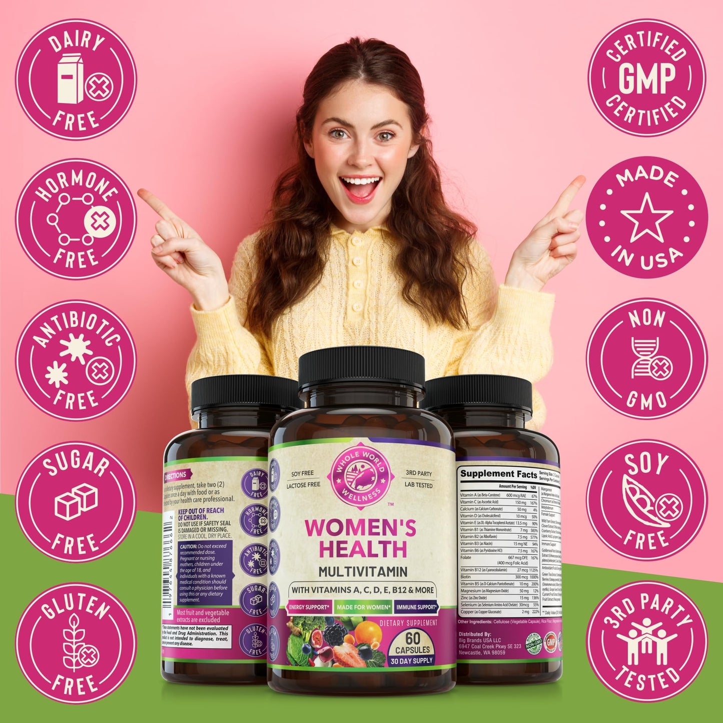 Womens Daily Multivitamins & Mens Daily Multivitamins Bundle (One Bottle Each) - Supports Holistic Wellness, Including Energy & Focus. Multivitamin & Multimineral Blend. Made in The USA. WHOLE WORLD WELLNESS buy supplements Au