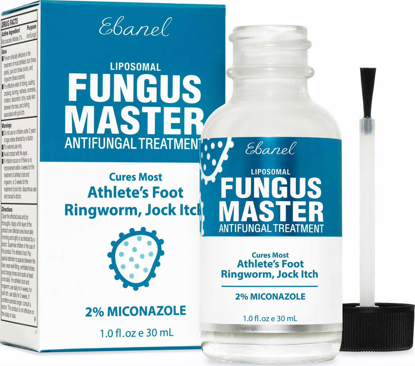 Ebanel Antifungal Cream Miconazole Athletes Foot Treatment, Cures Fungal Infection Leading to Nail Fungus, Jock Itch Cream with Undecylenic Acid, Tea Tree & Manuka Oil, Fast Itch Relief for Ringworm