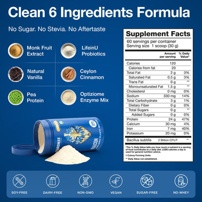 BIRDMAN Falcon Organic Vegan Protein Powder Vanilla, 24g Protein, Sugar Free, Probiotics, Low Carb, Keto Friendly, Dairy Free, Lactose Free, Non Whey