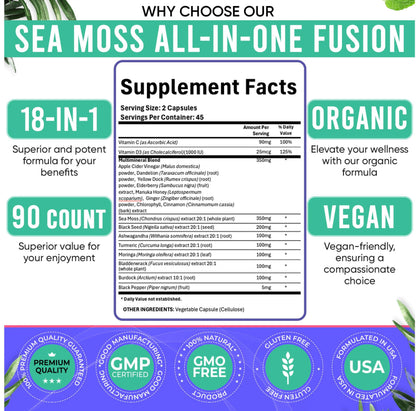 Adndale Sea Moss Capsules - Sea Moss Blend with Ashwagandha, Turmeric & Black Seed Oil - 180 Count AdndaleBuy Supplements Australia