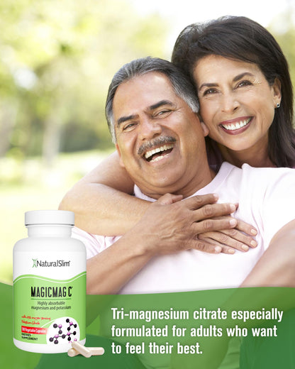 MagicMag C by NaturalSlim, Magnesium Citrate Capsules for Muscle Relaxation, Sleep Quality, Nerve Function & Electrolyte Support, Daily Magnesium Supplement