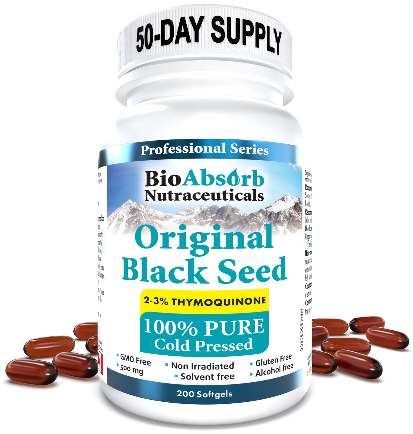 Bio Absorb Black Seed Oil Cold Pressed Capsules. 200 softgels, 500mg (50-Day Supply). No Aftertaste. Bio Absorb Nutraceuticals buy supplements Au