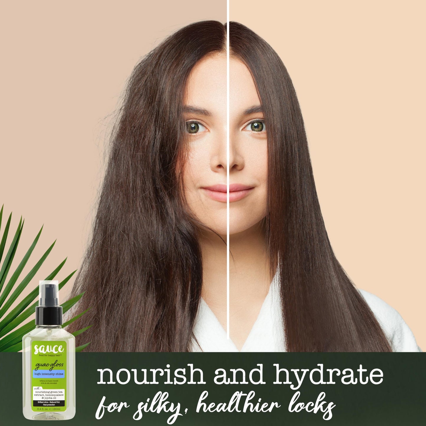 SAUCE BEAUTY Guac Hair Gloss, 3 Fl Oz High Intensity Shine, Jojoba Oil, Green Tea Extract & Squalane to Smooth, Boost Shine & Control Frizz for Sleeker, Softer, More Manageable Hair, Vegan Formula SAUCE BEAUTYBuy Supplements Australia