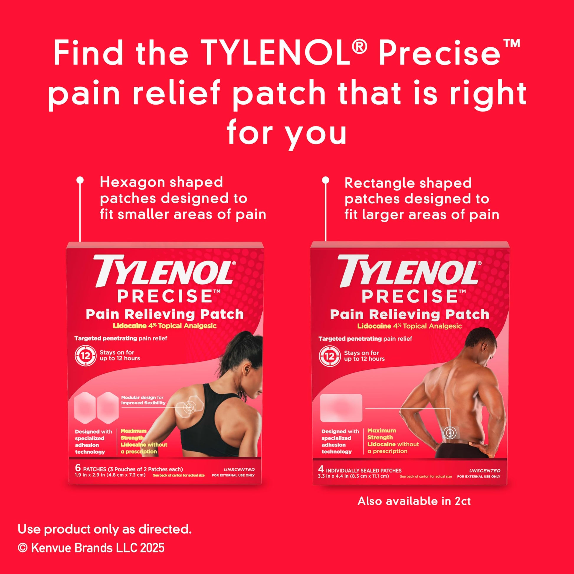 Tylenol Precise Pain Relieving Patches, Large Topical Analgesic Patches + Maximum OTC Strength Lidocaine Penetrates, Targeted Relief Ideal for Shoulder, Back & Knee Pain, Unscented, 4 ct TylenolBuy Supplements Australia