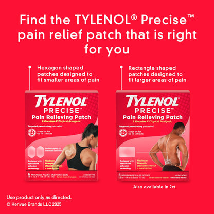 Tylenol Precise Pain Relieving Patches, Large Topical Analgesic Patches + Maximum OTC Strength Lidocaine Penetrates, Targeted Relief Ideal for Shoulder, Back & Knee Pain, Unscented, 4 ct TylenolBuy Supplements Australia