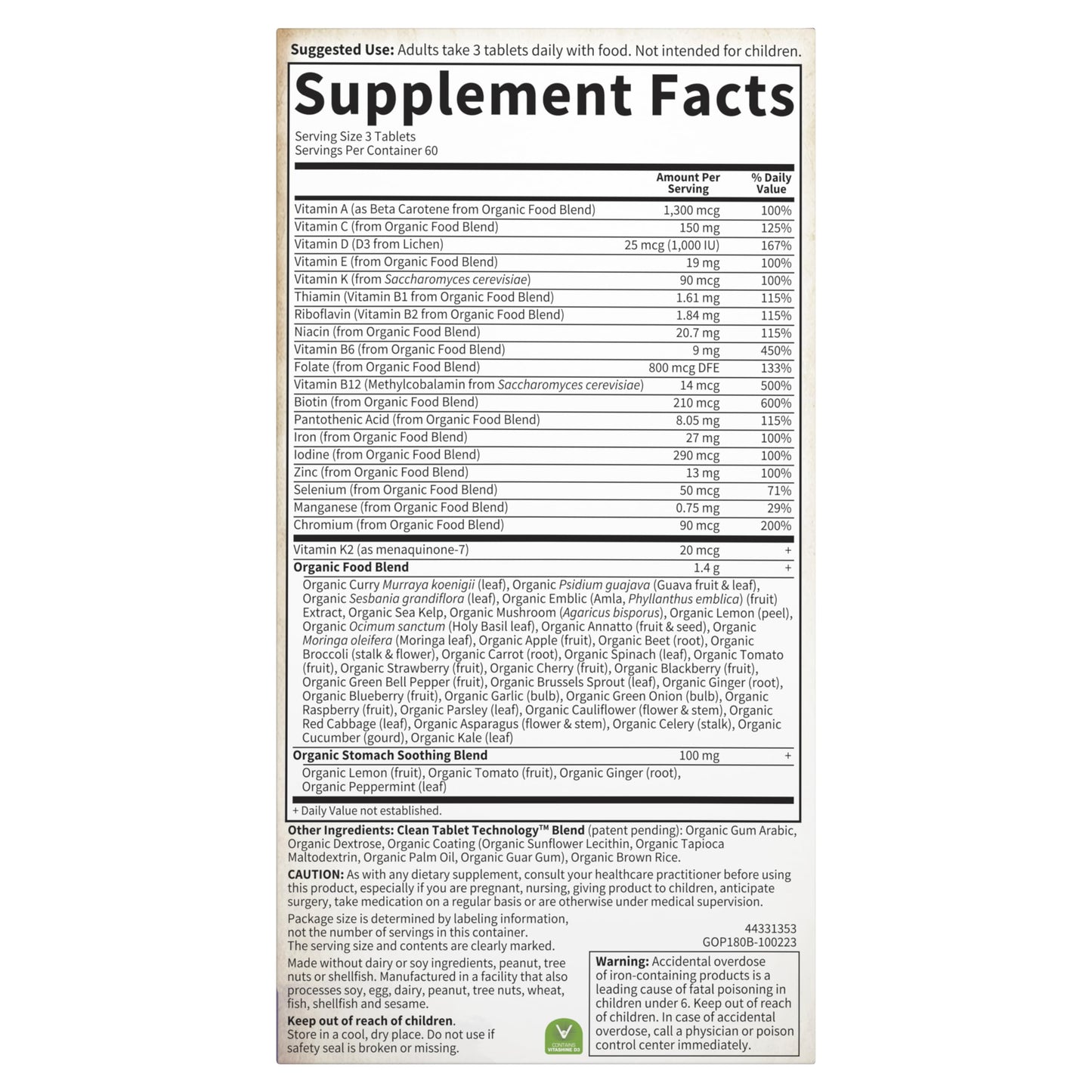 Garden of Life Organics Prenatal Multivitamin with Folate, B6, B12, D3 & Iron – Prenatal Vitamins for Women with Energy Metabolism Support for Healthy