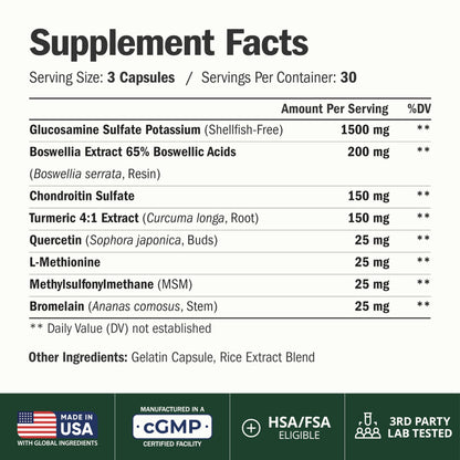 Glucosamine Chondroitin MSM – Joint Support Supplement for Women and Men with Glucosamine Sulfate 1500 mg, Chondroitin and MSM – for Cartilage, Joint Health and Flexibility – 90 Capsules Vimerson Health buy supplements Au