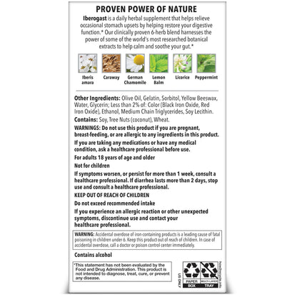 Iberogast Softgels, Herbal Relief of Stomach Upsets: Occasional Indigestion, Bloating, Gas, Nausea, Upset Stomach; 6-Herb Blend with Iberis Amara, Peppermint, Licorice, Lemon Balm; 30ct Iberogast buy supplements Au