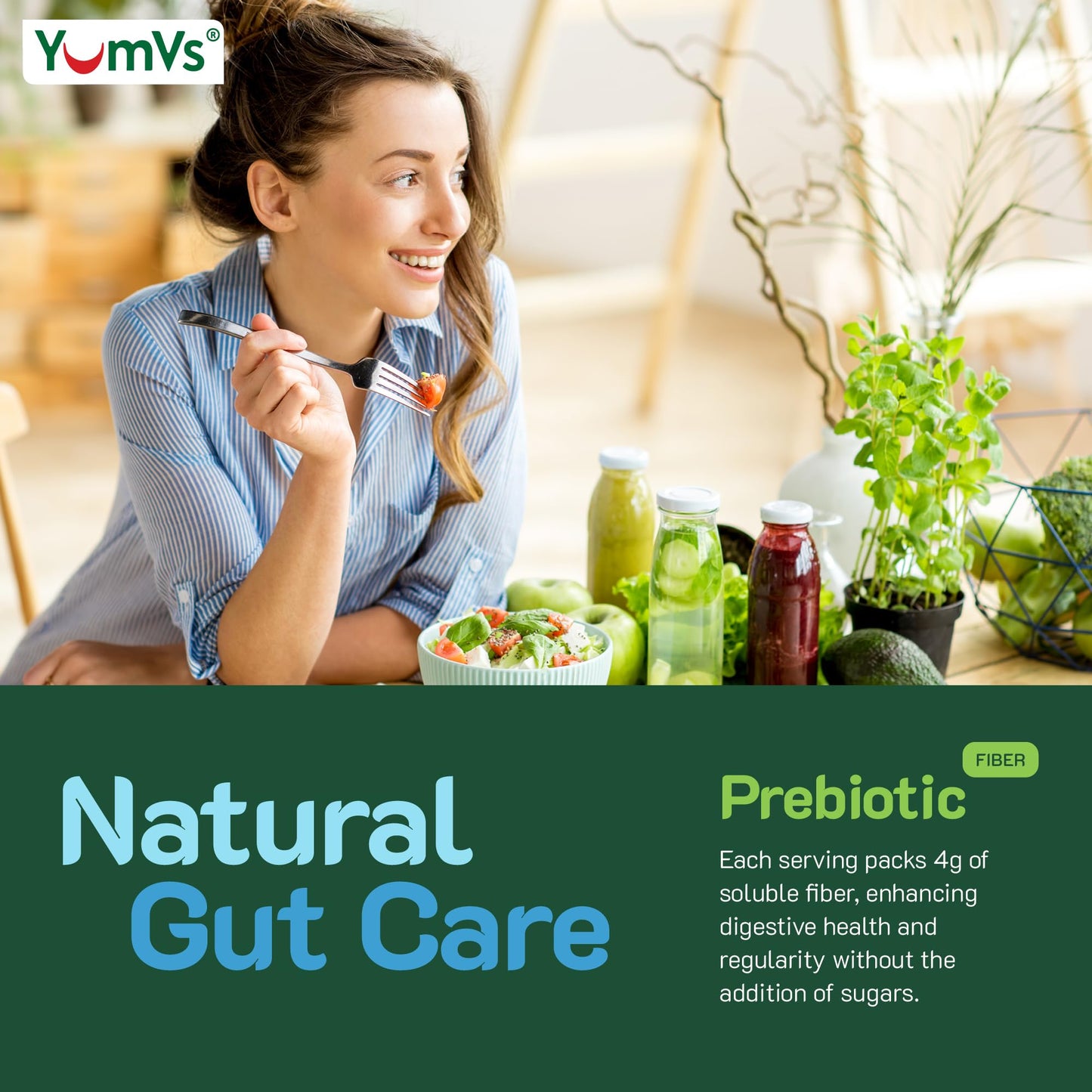 YumVs Sugar Free Prebiotic Fiber Gummies for Adults and Kids - Berry Flavor - Kosher Halal 4g High Fiber Supplement for Women and Men