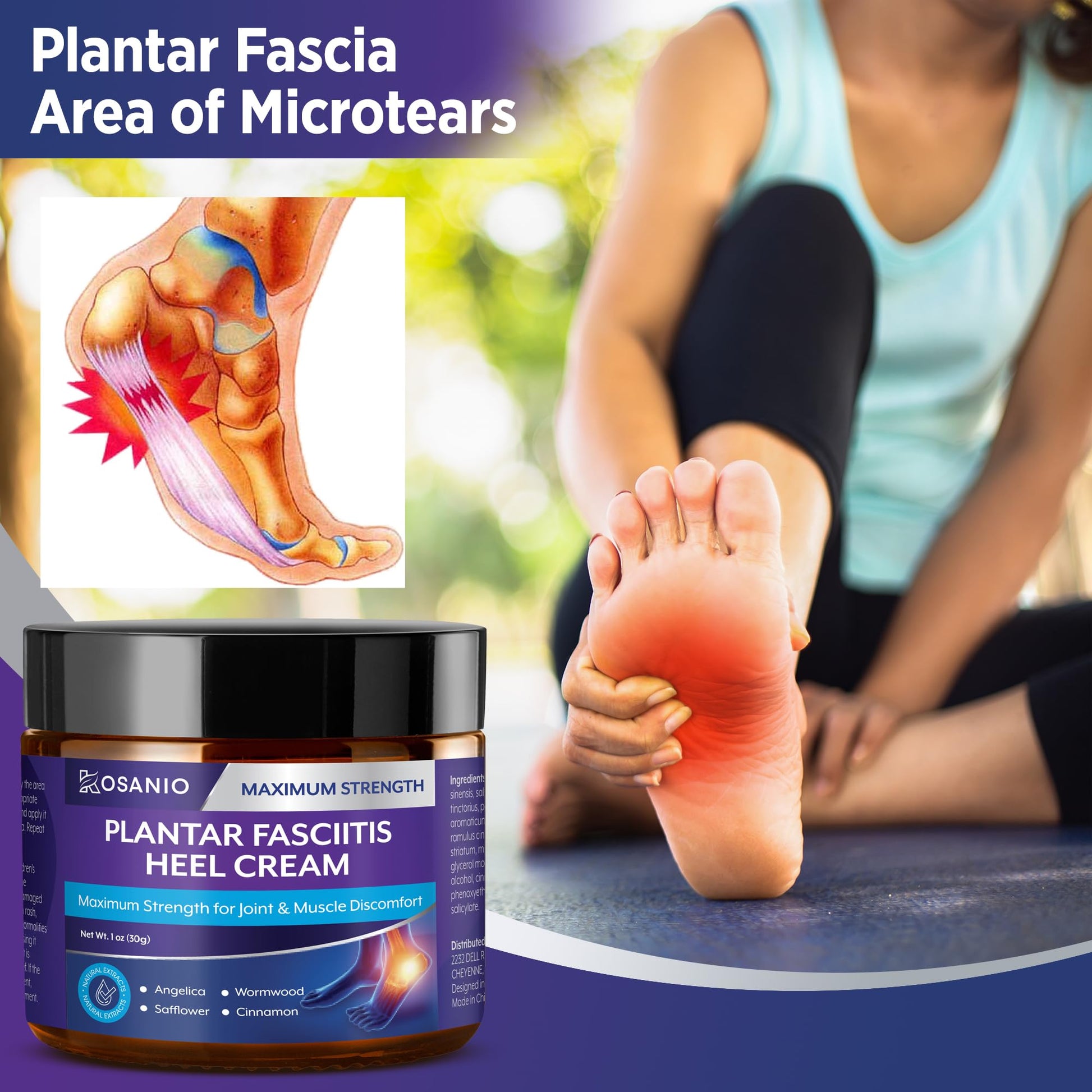 KOSANIO Plantar Fasciitis Relief Cream - Heel Discomfort Relief for Plantar Fasciitis, Foot, Knee, Hands, Legs - Natural Herbal Concentrate Formula - (30g / 1 oz (Pack of 1)) KOSANIOBuy Supplements Australia