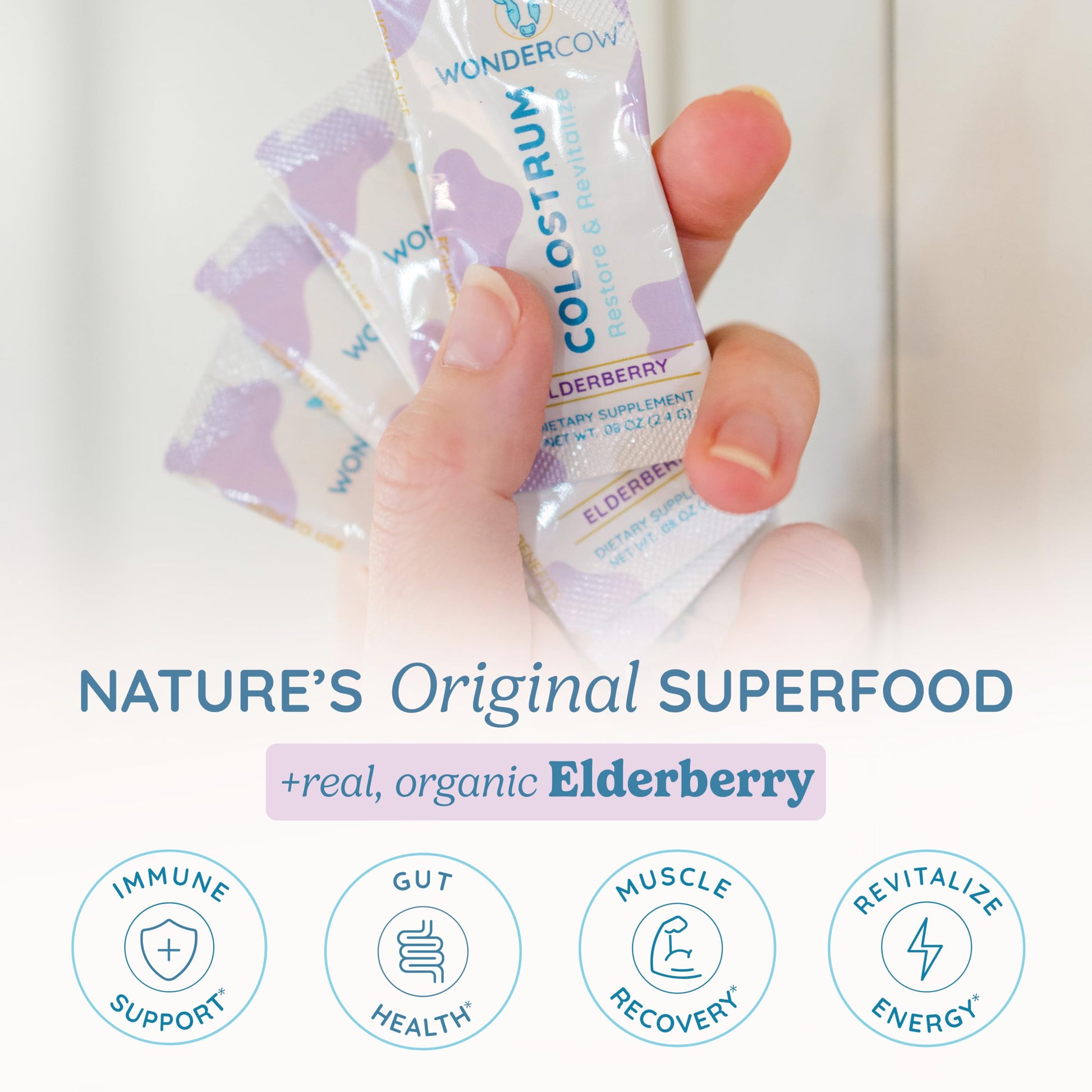 WONDERCOW Colostrum Supplement Powder for Gut Health, Immune Support & Wellness | Natural IgG Pure Whole Bovine Colostrum Superfood, Elderberry, 30 Servings WONDERCOWBuy Supplements Australia