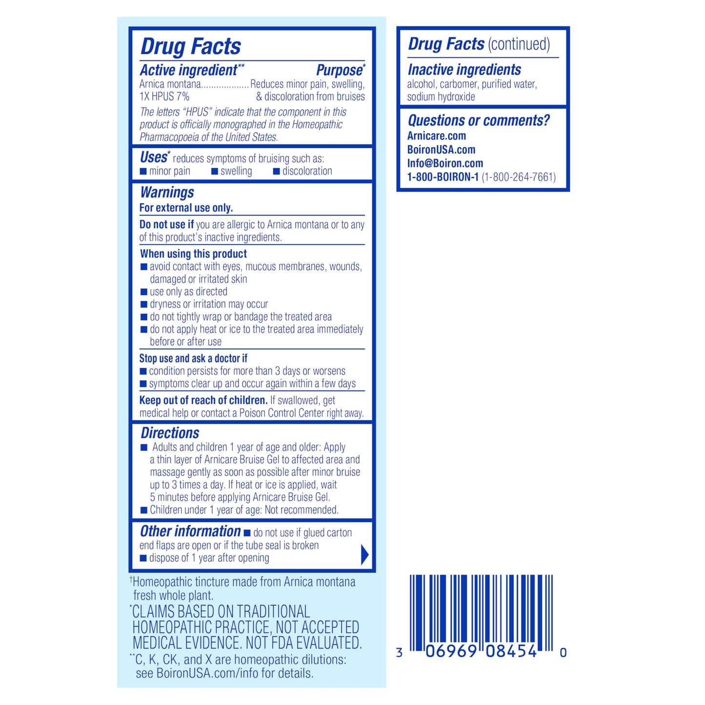 Boiron Arnicare Bruise Gel for Relief of Pain, Inflammation or Swelling, Soreness, and Discoloration - Non-greasy and Fragrance-Free - 1.5 oz BoironBuy Supplements Australia