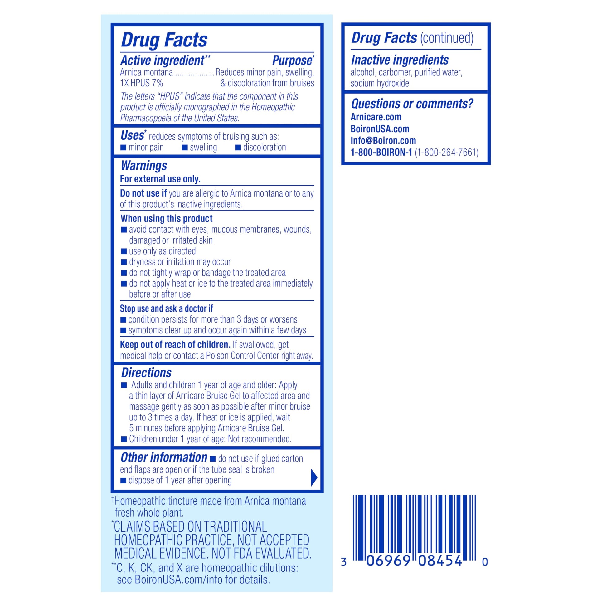 Boiron Arnicare Bruise Gel for Relief of Pain, Inflammation or Swelling, Soreness, and Discoloration - Non-greasy and Fragrance-Free - 1.5 oz BoironBuy Supplements Australia