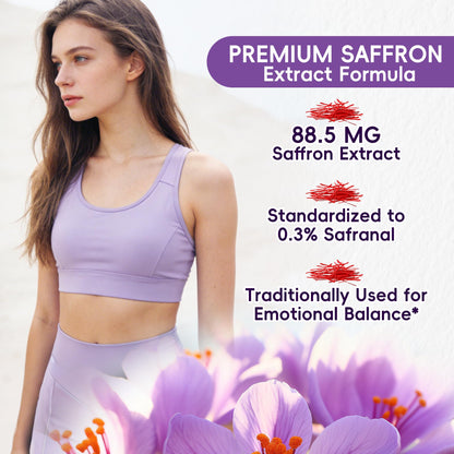 I LOVE HEALTH Saffron Supplement – 88.5mg with Magnesium Glycinate, Ashwagandha & L-Theanine for Stress Relief, Calm Mood & Emotional Balance – Made in USA – 60 Capsules