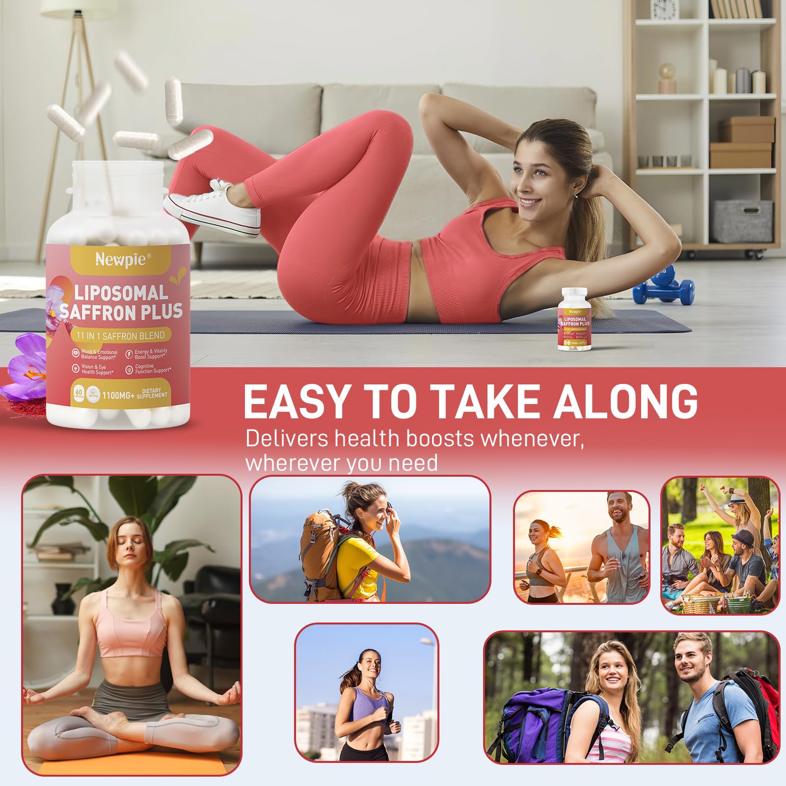 Newpie Saffron Supplements - 100% Pure Saffron Extract Capsules - Natural Mood Enhancer, Supports Eye & Heart Health, Boosts Energy - Premium Supplement for Women & Men（60 Servings (2) Newpie buy supplements Au