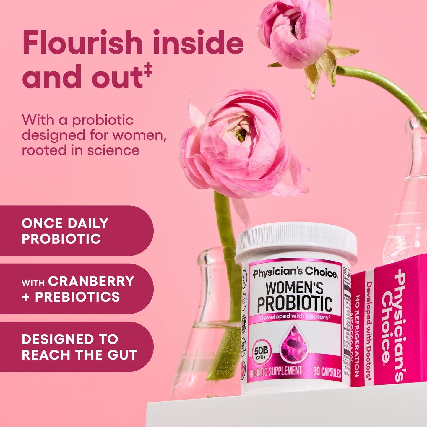 Physician's CHOICE Probiotics for Women - PH Balance, Digestive, UT, & Feminine Health - 50 Billion CFU - 6 Unique Strains for Her - Organic Prebiotics, Cranberry Extract+ - Women Probiotic - 30 CT Physician's CHOICE buy supplements Au