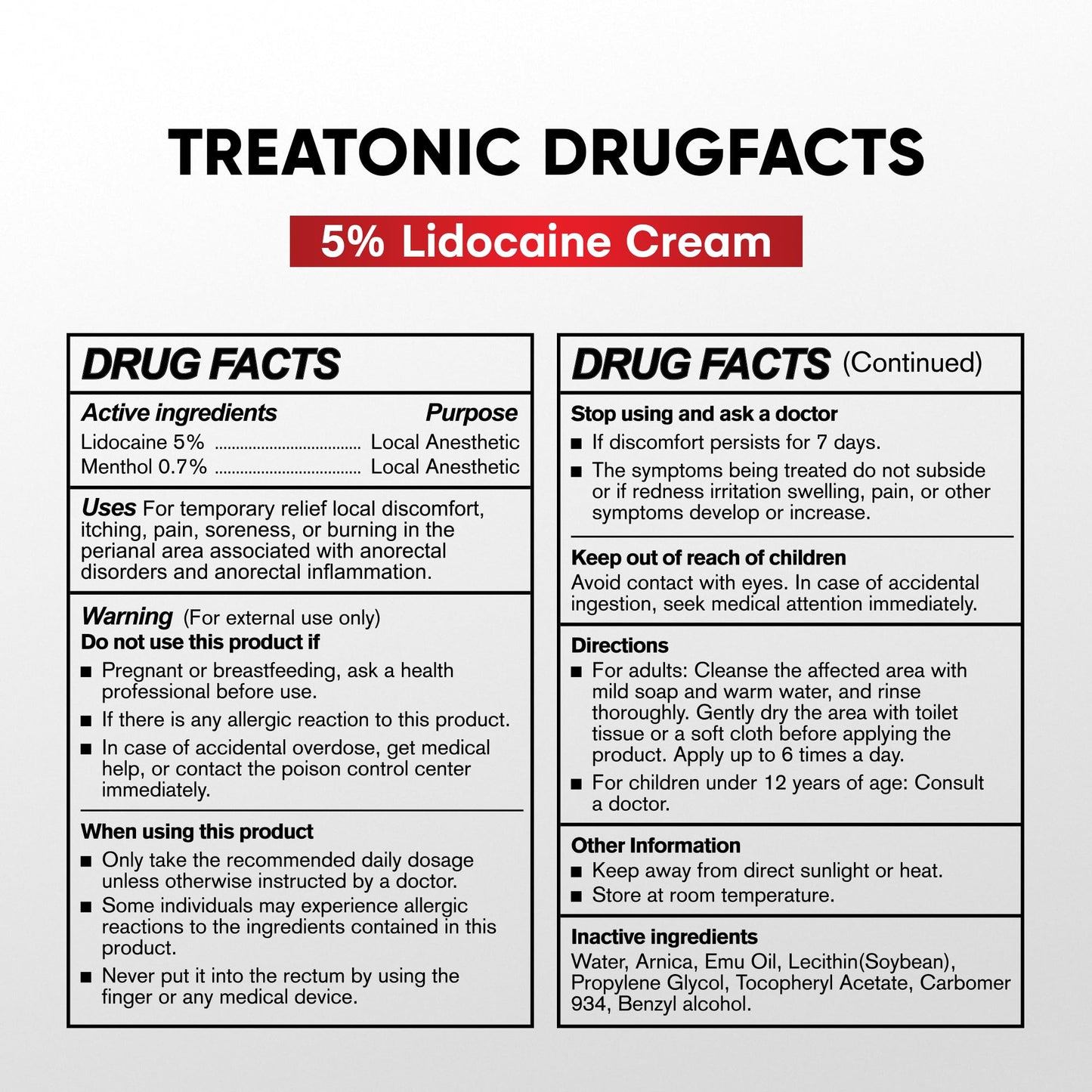 Treatonic 5% Lidocaine Numbing Cream: Lidocaine Cream for Pain Relief, Itching, Burning, Soreness, Hemorrhoid - Maximum Strength Topical Numb Cream - Fast Acting & Long Lasting Numbing Cream- 2.1 oz TreatonicBuy Supplements Australia