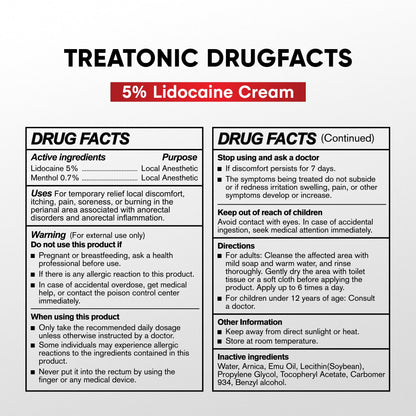 Treatonic 5% Lidocaine Numbing Cream: Lidocaine Cream for Pain Relief, Itching, Burning, Soreness, Hemorrhoid - Maximum Strength Topical Numb Cream - Fast Acting & Long Lasting Numbing Cream- 2.1 oz TreatonicBuy Supplements Australia