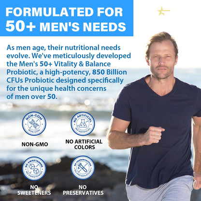Probiotics for Men, Advanced 50+ Mens Probiotic, Comprehensive Gut & Energy Support with 850 Billion CFU, 1800mg Prebiotics Fiber – Tailored Wellness mens probiotics