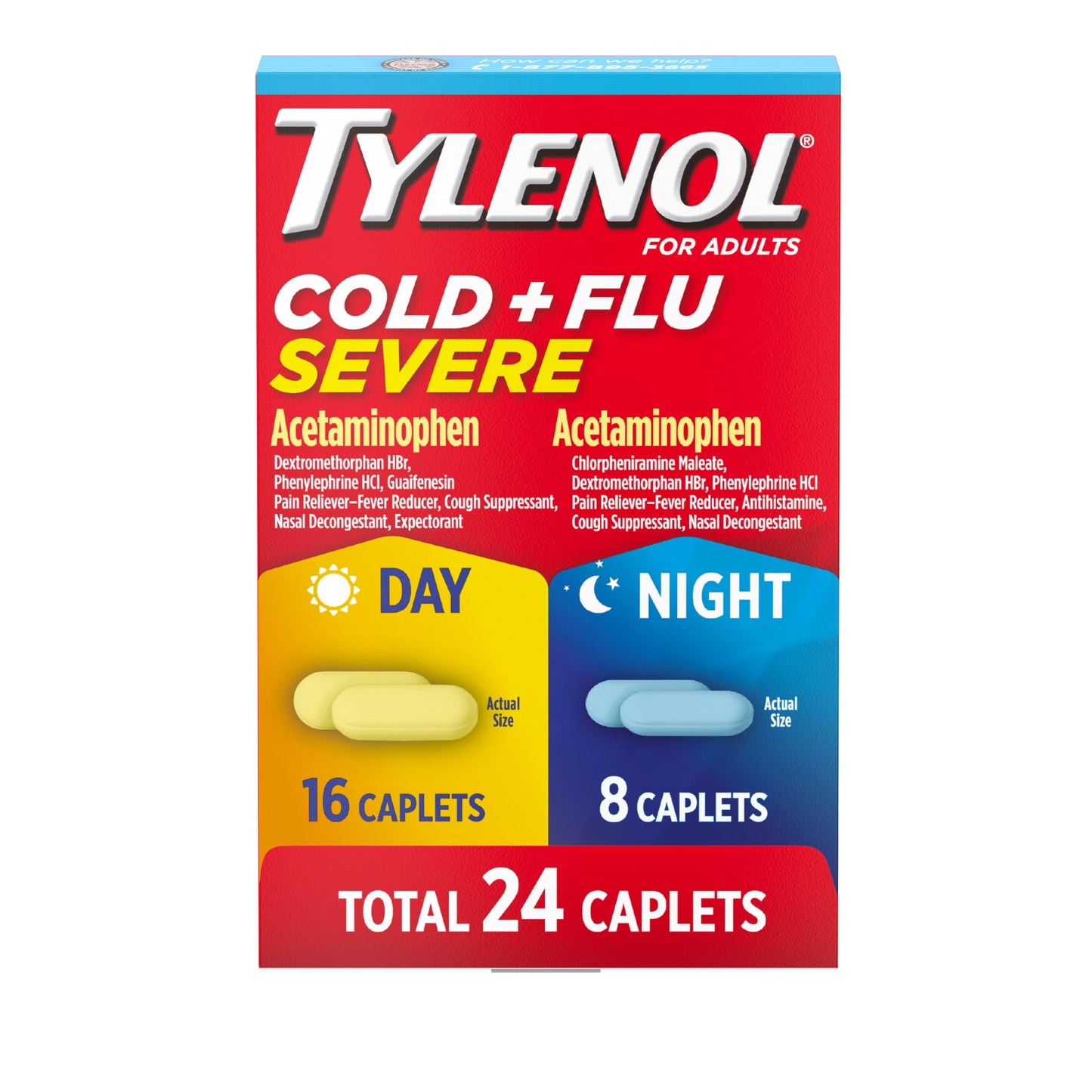 Tylenol Cold + Flu Severe Day & Night Caplets Combo Pack for Multi-Symptom Cold & Flu Symptom Relief, Cough, Sore Throat, and Headache Relief, Acetaminophen Pain Reliever, 24 ct Tylenol buy supplements Au
