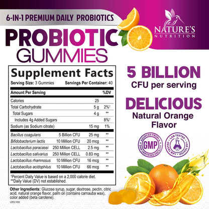 Probiotics for Digestive Health Gummies - 6 Unique Strains for Daily Immune Support & Gut Health, Supports Constipation, Gas & Bloating - Best Probiotic Supplement