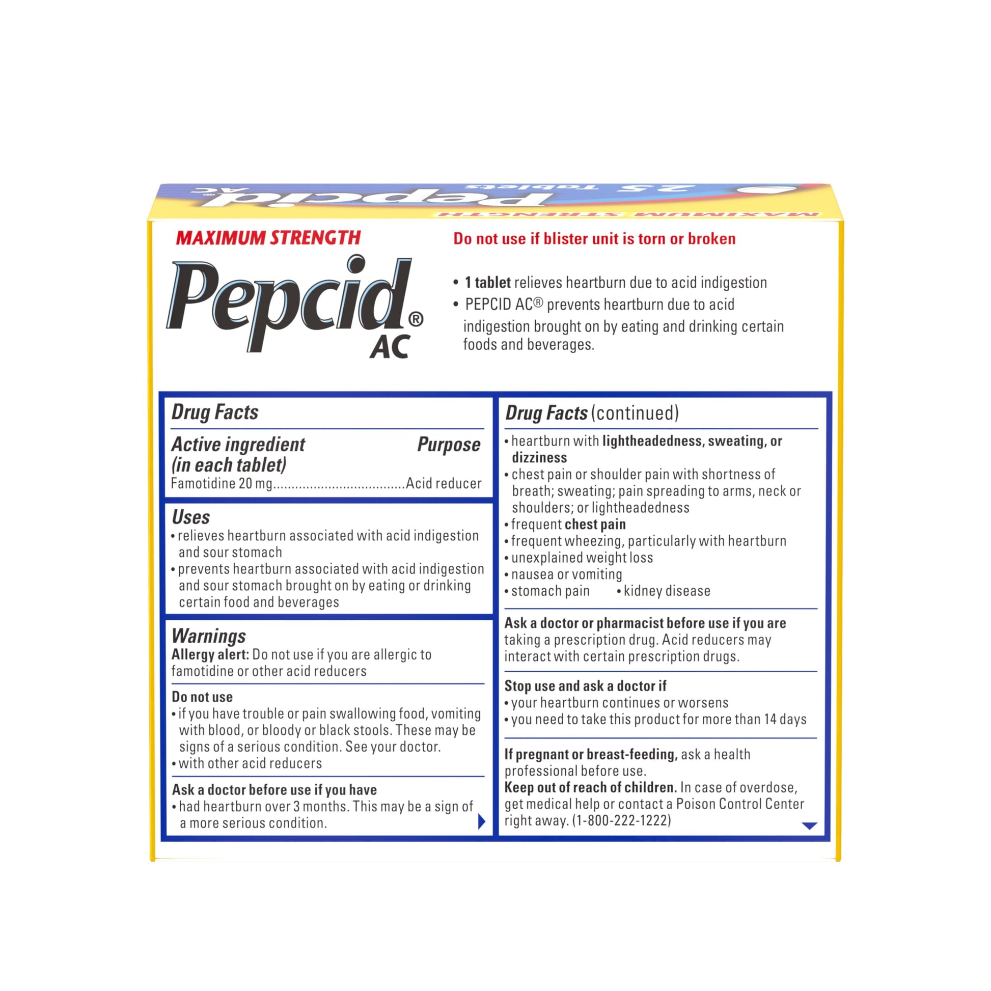 Pepcid AC Maximum Strength Heartburn Relief Tablets, OTC Medicine Prevents & Relieves Heartburn & Acid Reflux Due to Acid Indigestion, 20mg Famotidine Acid Reducer, Fast-Acting, 25 ct Pepcid buy supplements Au