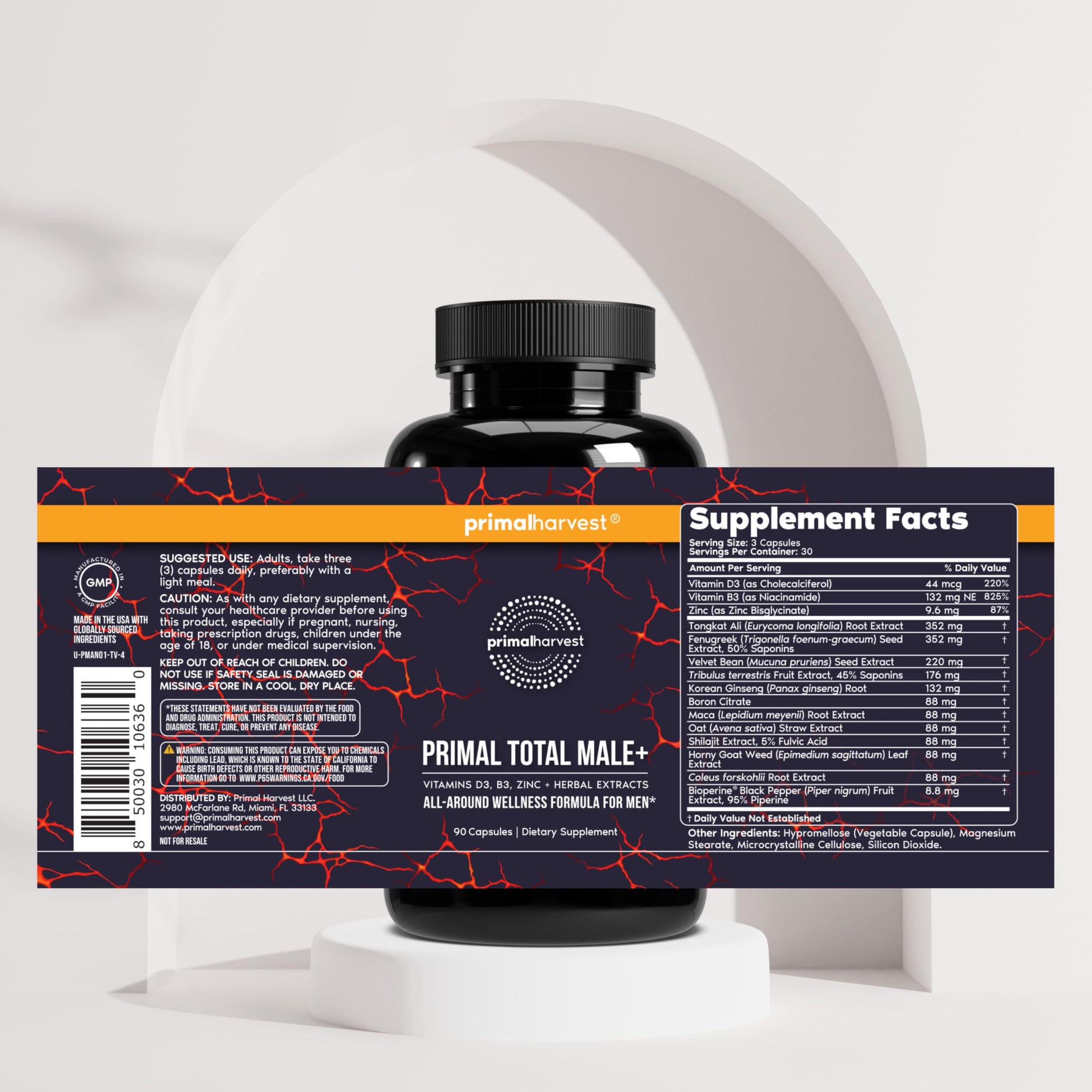 Primal Harvest Total Male+ Multivitamin for Men Vitamins, Minerals and Herbal Support for Energy, Vitality, Immune Health and Performance (1 Pack (90 Count)) Primal Harvest buy supplements Au