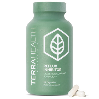 Terra Health Essentials Reflux Inhibitor - Digestive Supplement for Stomach Comfort, Acid Balance & Nutrient Absorption - Betaine HCL with Pepsin