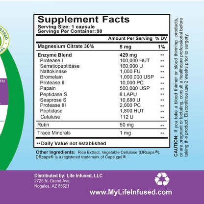 Life Infused Metabolic Enzymes – Systemic Enzyme Supplement with Serrapeptase, Nattokinase, Bromelain & Protease Blend – 72 Trace Minerals – Immune & Circulation Support – Vegan, Non-GMO – 90 Capsules Life Infused buy supplements Au