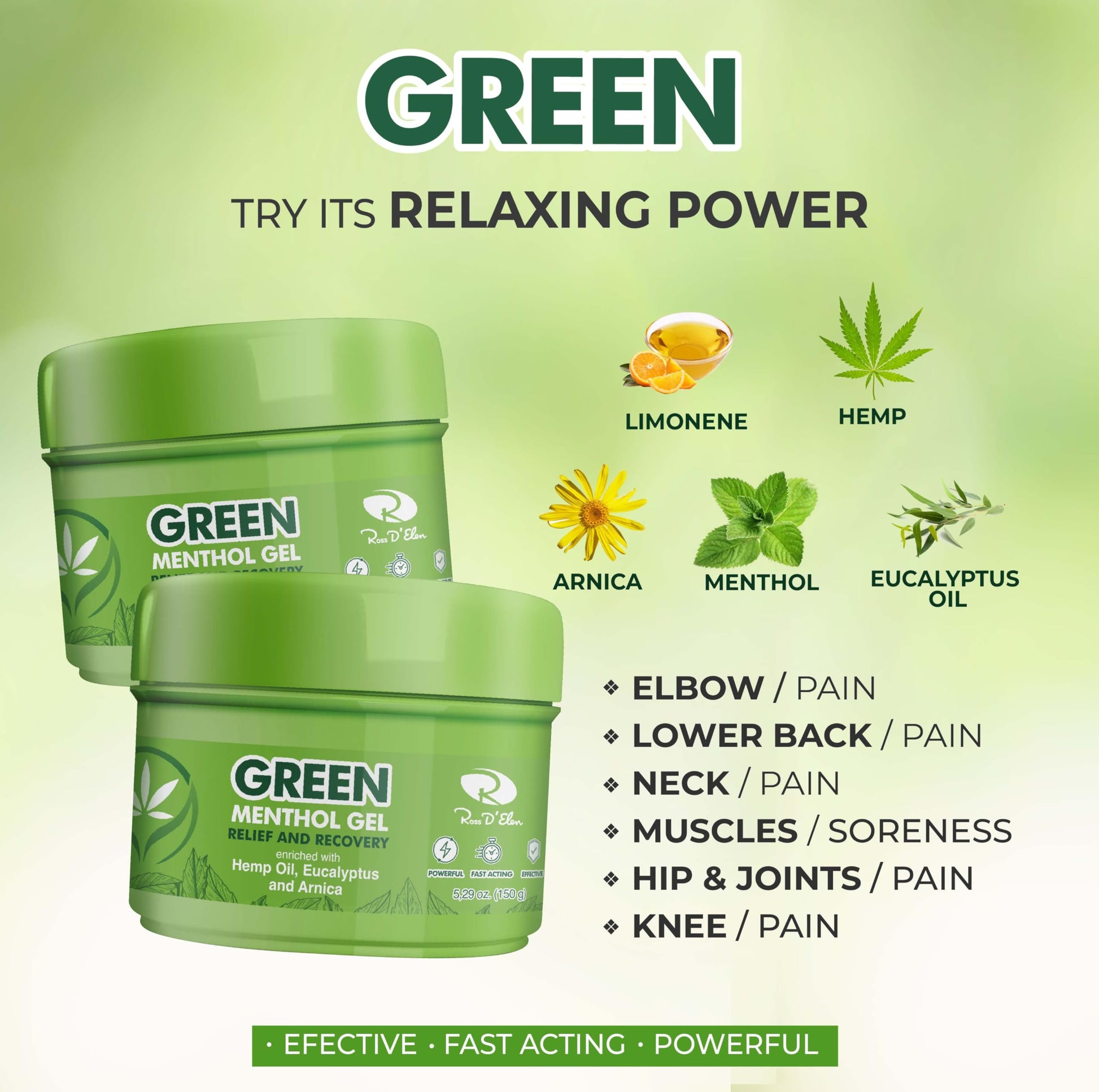 Ross D’Elen Green Menthol Gel Small - 3 Pack (3) ROSS D'ELENBuy Supplements Australia