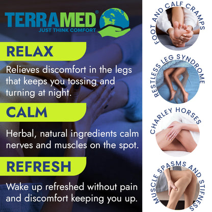 Leg Cramp Relief Pills | Pain Relief for Muscle Spasms, Soreness, & Foot and Calf Cramps | Homeopathic Medicine for Restless Legs Syndrome Relief (30 Pills) Terramed Just Think ComfortBuy Supplements Australia