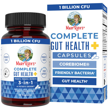 MARYRUTH'S Complete Gut Health+ Capsules | 5 Probiotic Blend | Butyrate | Corebiome® | Vegan Gut Support | Support Gastrointestinal Health & Microbiome