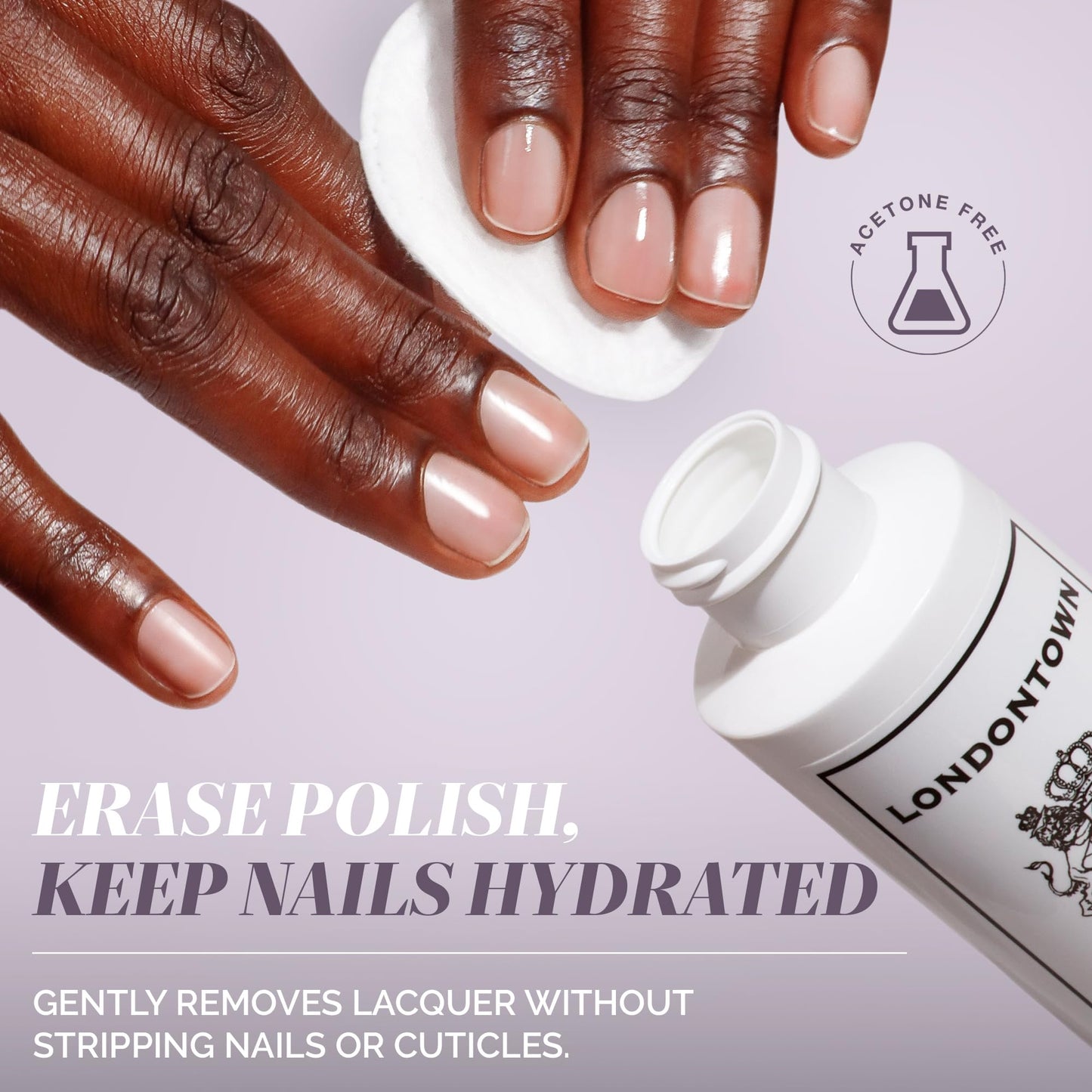 LONDONTOWN Acetone-Free Nail Polish Remover – Fast-Acting, Gentle Formula with Vitamins A & E, Removes Glitter & Dark Polish