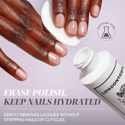 LONDONTOWN Acetone-Free Nail Polish Remover – Fast-Acting, Gentle Formula with Vitamins A & E, Removes Glitter & Dark Polish