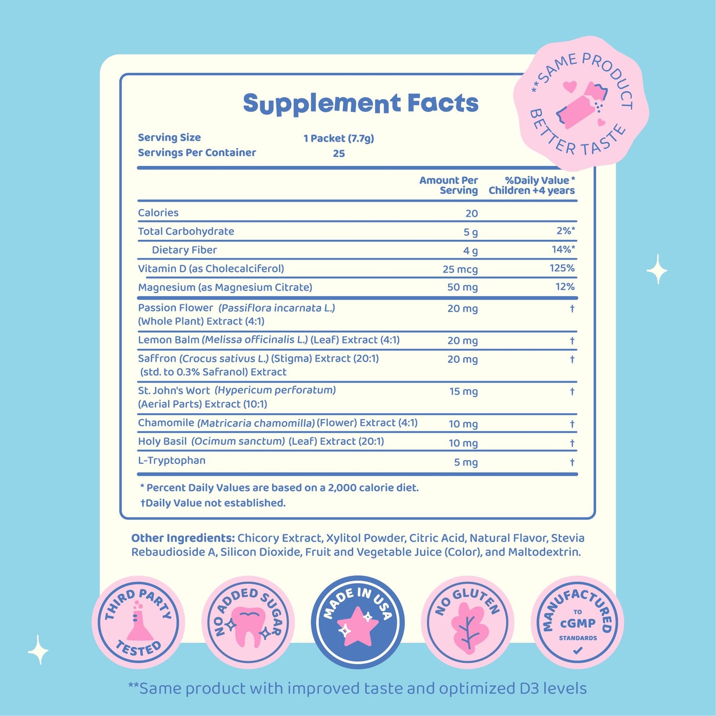 JoySpring Mood Magic for Kids – Natural Mood Support Pixie Sticks Candy with Saffron Extract, Magnesium Citrate & Vitamin D3 | Sugar-Free Powder Drink or Candy | 25 Servings | 4+ Years