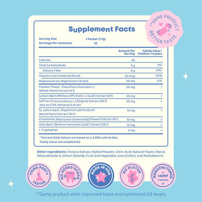 JoySpring Mood Magic for Kids – Natural Mood Support Pixie Sticks Candy with Saffron Extract, Magnesium Citrate & Vitamin D3 | Sugar-Free Powder Drink or Candy | 25 Servings | 4+ Years