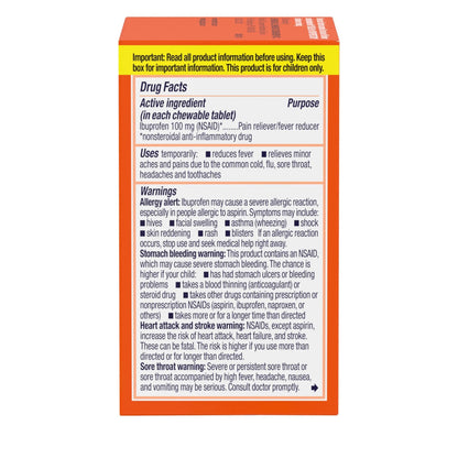 Motrin Children's Dye-Free Chewable Tablets with Ibuprofen, Kids' Fever Reducer & Pain Reliever for Sore Throat, Fever, Toothache & Pain Relief, Grape Flavor, 24 Ct MotrinBuy Supplements Australia