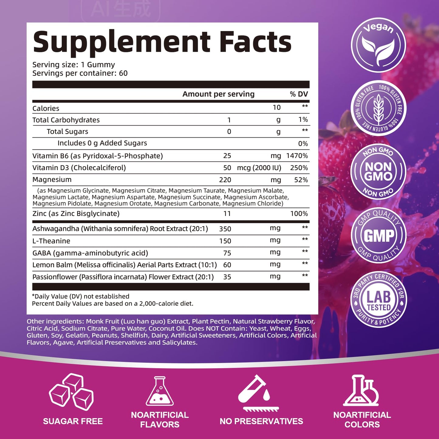 Migcopat Magnesium Complex Gummies, 20 in 1 Magnesium Gummy with Glycinate Citrate Malate Taurate - Ashwagandha, L-Theanine, D3&Zinc for Relaxation, Sleep, Muscle&Heart Support, Strawberry, 60 Cts Migcopat buy supplements Au