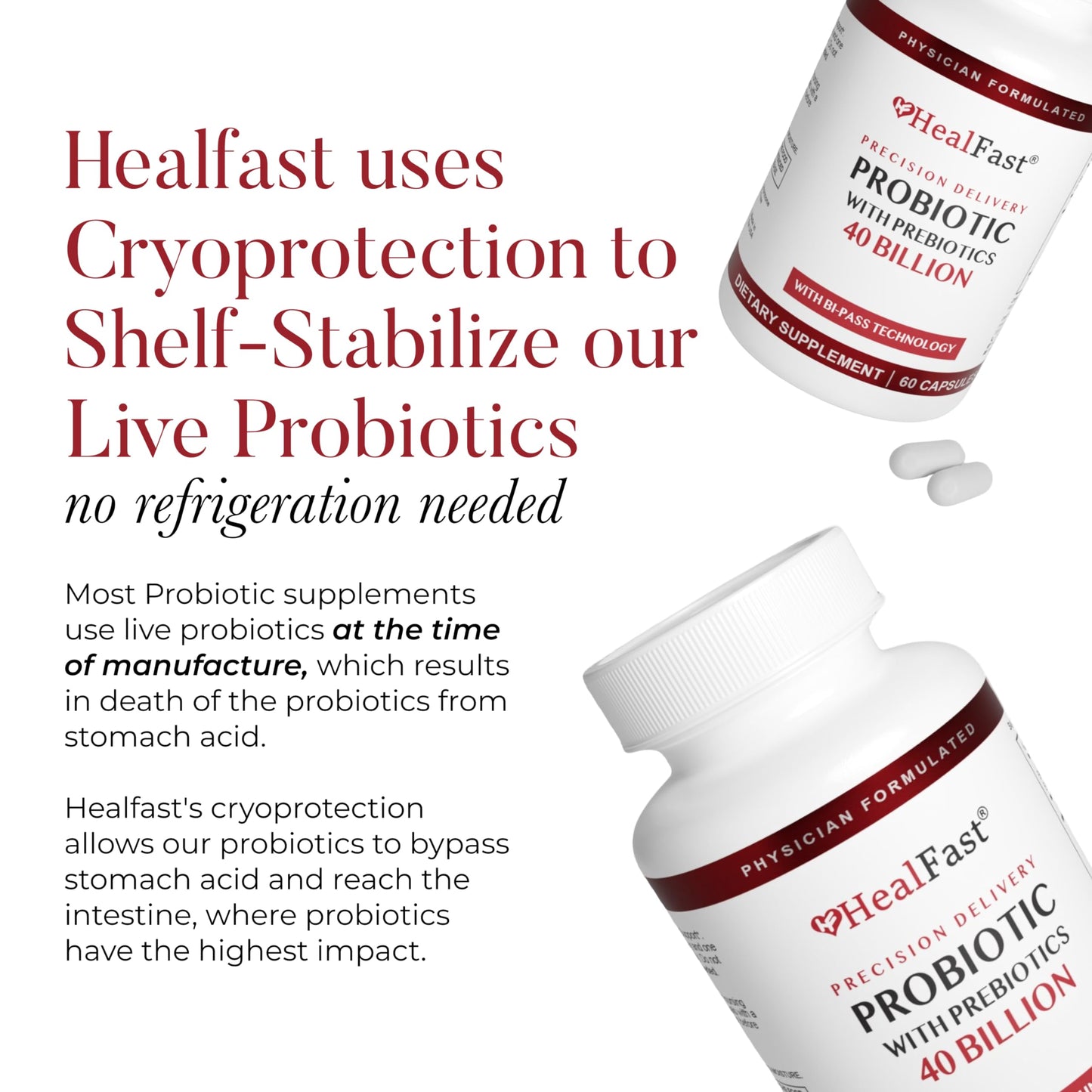 HealFast Physician Formulated Probiotic Supplement - 40 Billion CFU - Live Prebiotics and Probiotics for Men and Women - Probiotics for Gut Health - Non-GMO and Vegan - 30 Day Supply HealFast buy supplements Au
