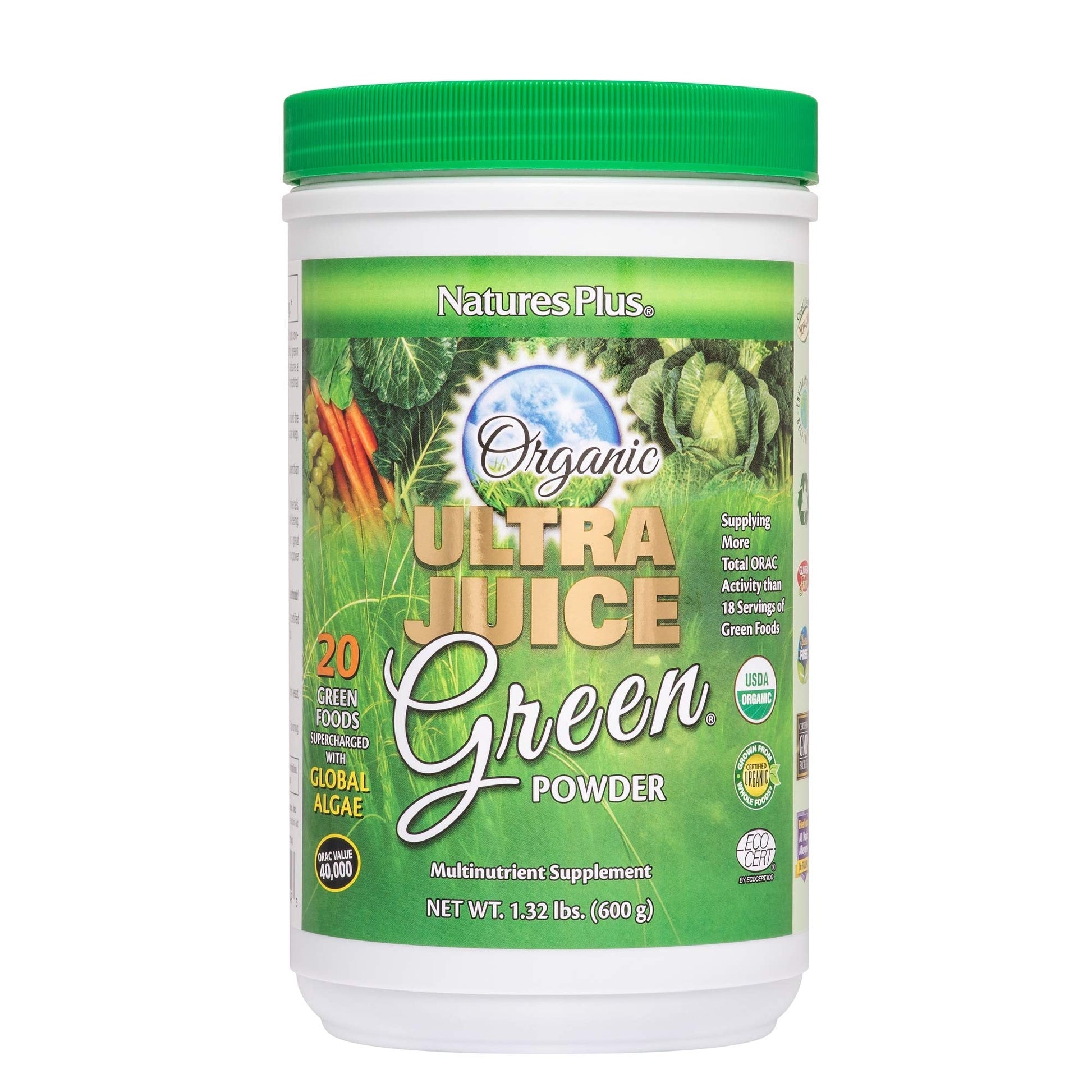 NaturesPlus Ultra Juice Green Drink - 1.32 lb - Supports Immune Health, Digestion & Energy Production - Organic, Non-GMO, Vegan, Gluten Free - 60 Servings NaturesPlus buy supplements Au