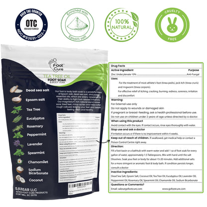 FOOT CURE Tea Tree Oil Foot Soak with Epsom Salt - Best Toenail Fungus Treatment, Athletes Foot & Softens Calluses - Soothes Sore & Tired Feet, Fungal Toe, Foot Odor Scent, Spa Pedicure (Pack of 2) FOOT CURE buy supplements Au
